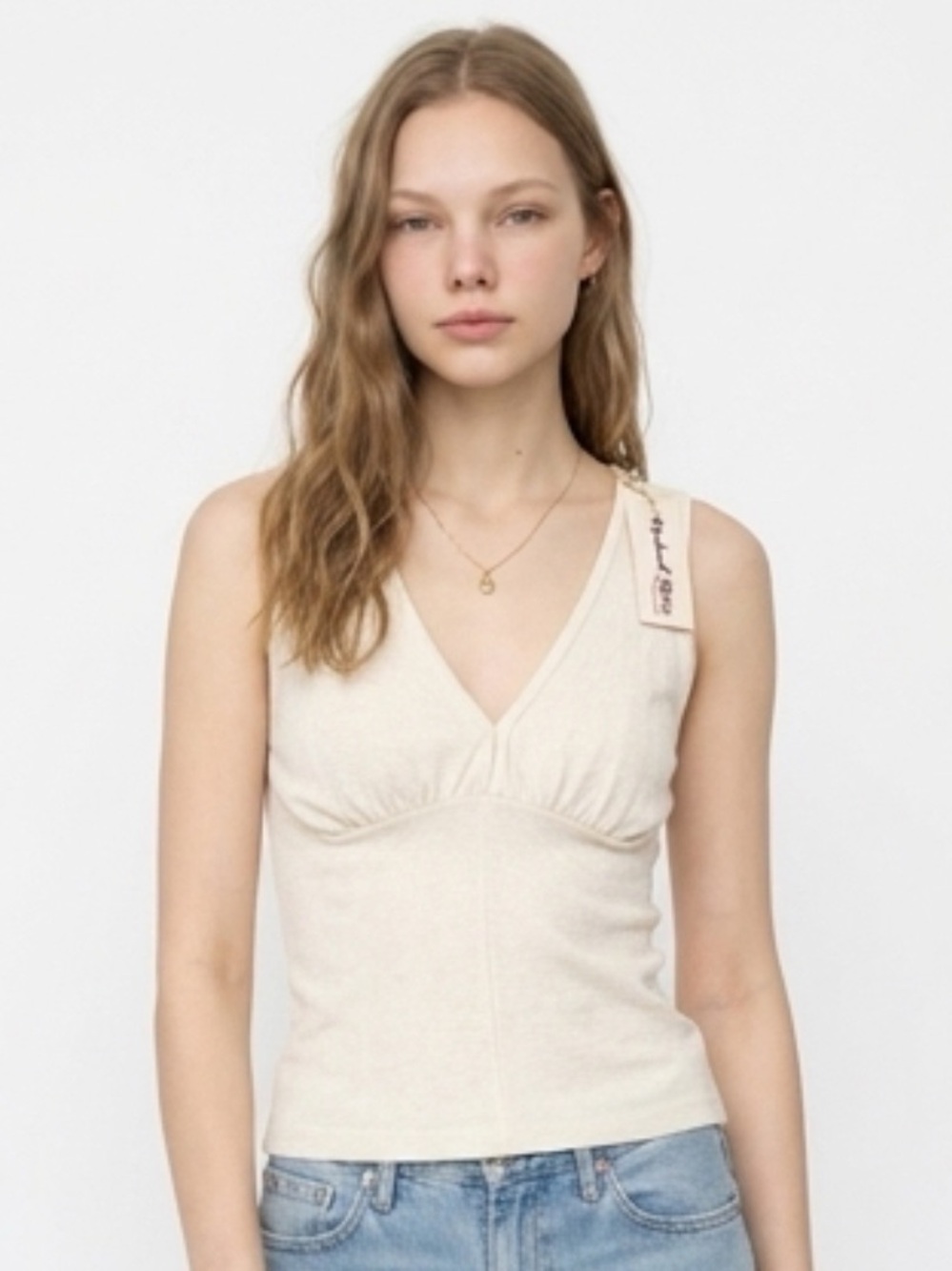 Michael Stars Cream Supima Cotton Scoop Back Tank Top One Size NWT Made in USA